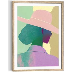 Schilderij Female Contours Artprint - Vrouw - Art Frame 50x70 Cm Mdf Paars