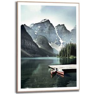 Schilderij Lake Moraine Canada - Bergmeer - Banff National Park - Rocky Mountains - Slim Frame 50 X 70 Cm Mdf Groen