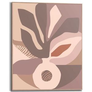 Schilderij Earth Abstract Vormen - Vaas - Blad - Bloemen - Slim Frame 40x50 Cm Mdf Bruin