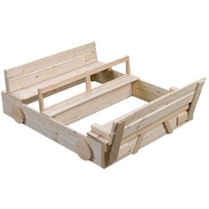 Houten Zandbak auto blank | SwingKing | Met 2 Bankjes en Deksel | FSC Hout