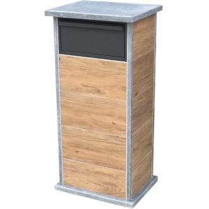 Pakketbrievenbus Palma Parcel Woodlook - Natuursteen En Staal - Blauwe Hardsteen - 48x101x34cm | Staande brievenbussen