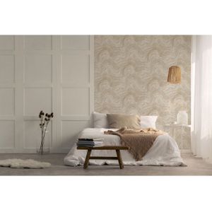 Vliesbehang Met Marmerprint Zandgrijs - Grijs-beige - Zand