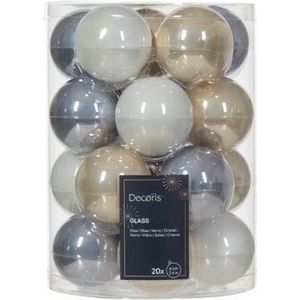 Decoris Kerstballen Ijsblauw/goud/wit Mat/glanzend Ø6cm - 20 Stuks | Kerstballen