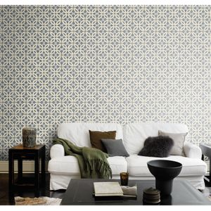 Vliesbehang Strandtegels - Donkerblauw - 10,05 M X 53 Cm | Vliesbehang