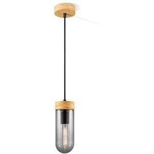 Home Sweet Home Hanglamp Capri Hout Gerookt Glas ⌀10cm E27 | Hanglampen