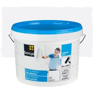 Sencys Verf Muur & Plafond Extra Dekkend Zijdeglans Wit 10l