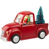 Decoris Led-sneeuwbol Auto Met Kerstman En Kerstboom Kunststof 10x22,5x14 Cm