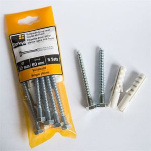 Sencys Vollewandplug + Houtdraadbout 6x12mm 5 Stuks