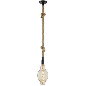 Fischer & Honsel Hanglamp Rope Zwart E27 | Hanglampen