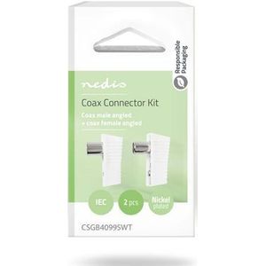 Nedis Coax Connector Iec Fresh Green Box Gebogen - Vrouwelijk/mannelijk Wit | Televisie