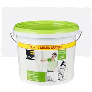 Sencys Verf Muur & Plafond Gipsplaten Extra Mat Wit 6l | Muurverf