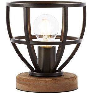 Brilliant Tafellamp Matrix Hout Zwart Ø18cm E27 | Tafellampen