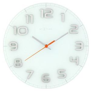 Wandklok NeXtime dia. 30 x 3.5 cm, glass, White, 'Classy Round' NE-8817WI