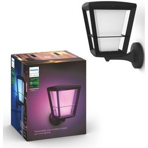 Philips Hue Econic Wandlamp - Wit En Gekleurd Licht - Zwart - Omhoog | Slimme buitenverlichting