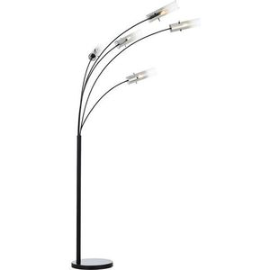 Brilliant Vloerlamp Glasini Zwart Rookglas 7xe14 | Vloerlampen
