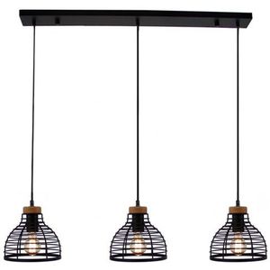 Brilliant Hanglamp Avia Zwart/hout 3xe27 40w | Hanglampen