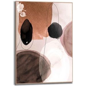 Schilderij Abstracte Vormen Bruin 50x70cm | Muurdecoratie