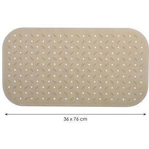 MSV Douche/bad anti-slip mat badkamer - rubber - beige - 36 x 76 cm - met zuignappen