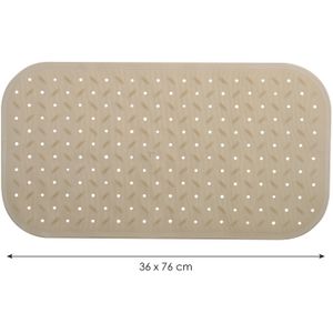 MSV Douche/bad anti-slip mat badkamer - rubber - beige - 36 x 76 cm - met zuignappen