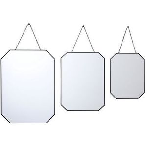 Set Van 3 Zwarte Kettingspiegels 26 X 20 / 32 X 25 / 40 X 30 Cm | Spiegels