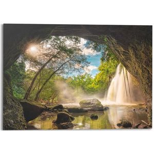 Decoratief Paneel Grottoegang Met Waterval 140x100cm Mdf | Muurdecoratie