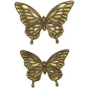 Set Van 2 Gouden Vlinders | Muurdecoratie
