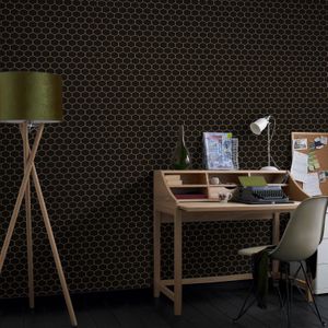 Decomode Vliesbehang Hexagon Zwart