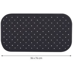 MSV Douche/bad anti-slip mat badkamer - rubber - zwart - 36 x 76 cm - met zuignappen