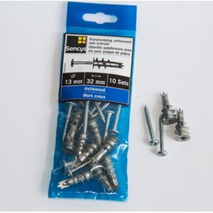 Sencys Gipsplaatplug Zelfborend Met Schroef 32x13mm 10st