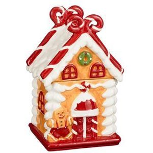 Kerstdecoratie Voorraadpot Kersthuis Bruin L11xb10xh19cm