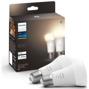 Philips Hue Ledlamp Warm Wit E27 9w 2 Stuks | Slimme verlichting