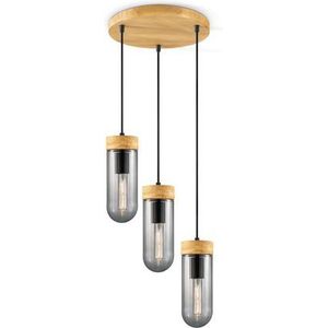 Home Sweet Home Hanglamp Capri Hout Gerookt Glas ⌀30cm 3xe27 | Hanglampen