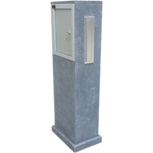 Vasp Staande Brievenbus Oviedo Links - Natuursteen - Belgische Blauwe Hardsteen - 35x100x21cm | Staande brievenbussen