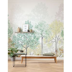 Vliesbehang - Bomen - Groen/Geel - Duits Kwaliteitsvlies - FSC-gecertificeerd