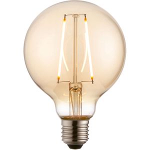 Brilliant Ledfilamentlamp Globe - Amber - D9,5cm - Warm Wit - E27 - 2w | LED lampen