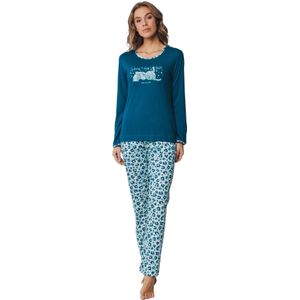 Rebelle - Dames Pyjama - Turquoise - Katoen - Lange Mouwen