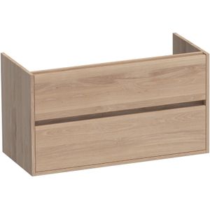 Brauer Adore Onderkast 119cm 2 Lades 1 Sifonuitsparing Massief Eiken - Eiken Naturel - Badkamermeubels - Wastafelonderkasten - 8720359329929