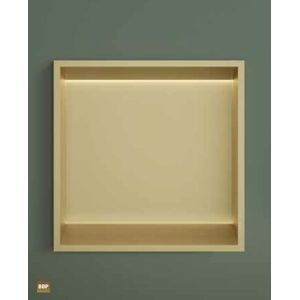 Hotbath &More Inbouwnis 30x30x10cm - Met Frame - LED Verlichting - Geborsteld Gunmetal PVD - RVS - Vierkant - Accessoires - Inbouw/opbouw Nissen - 8721264694997