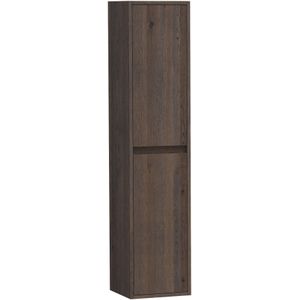 Brauer Adore Hoge Kast 160x35x35cm Massief Eiken - Eiken Zwart - Badkamermeubels - Kolom- En Zijkasten - Hoge Kasten - 8720359306647