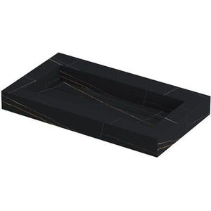 Ink Pitch meubelwastafel 80x45cm keramische slab - zonder kraangaten - Lauren black