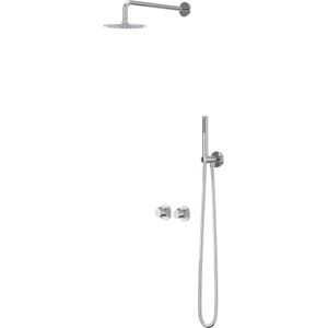 IVY Pact Inbouw Regendoucheset Symmetry 2-weg - 15cm Plafondbuis - 20cm Medium Hoofddouche - Glijstang - Staafhanddouche - Chroom - Messing - Kranen