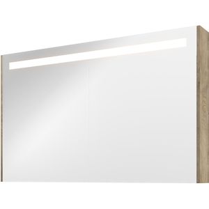 Proline Premium Spiegelkast Met LED Verlichting - Met 2 Houten Deur - Raw Oak - 120x74cm - Spiegels - Spiegelkasten - 8718835151744