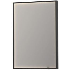 Ink SP19 Spiegel 60x80cm In Stalen Kader Met Rondom Indirecte LED Verlichting - Mat Zwart - Glas - Rechthoekig - Spiegels - Badkamerspiegels - 8718835132156