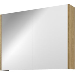 Proline Xcellent Spiegelkast Met 2 Glazen Deuren - Ideal Oak - 80x60cm - Spiegels - Spiegelkasten - 8718835151331