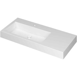 Ink Momento Meubelwastafel Links 100x45cm - 1 Kraangat - Polystone Glans Wit - Rechthoekig - 8718835160074 - Wastafels - Meubelwastafels