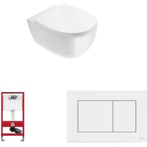 Globo 4ALL toiletset Rimless mat wit met Tece reservoir/bedieningsplaat mat wit