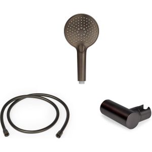 Blue Label Brondby Badset - 3 Standen Ronde Handdouche - Geborsteld Gunmetal PVD - Messing,Kunststof - Kranen - Douchekranen - Handdouches