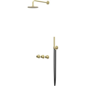 IVY Tribe Inbouw Regendoucheset Symmetry 2 Stopkranen - 20cm Plafondbuis - 25cm Medium Hoofddouche - Glijstang - Staafhanddouche - Rvs316 Geborsteld