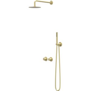 IVY Pact Inbouw Regendoucheset Symmetry 2-weg - 15cm Plafondbuis - 30cm Medium Hoofddouche - Wandhouder - 3-standen Handdouche - Geborsteld Mat Goud
