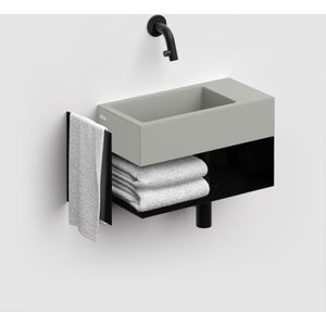 Clou Flush 3 Fonteinset 36x18cm Open Frame Zwart - Zonder Kraangat - Mat Grijs - Keramiek - Rechthoekig - Wastafels - Fonteinen - Fonteinmeubels